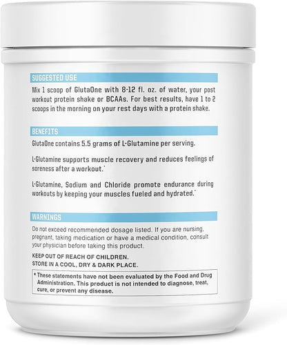 NutraOne GlutaOne L-Glutamine Powder Post Workout Recovery Supplement (75 Servings)