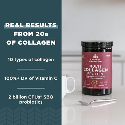 Ancient Nutrition Multi Collagen Protein Powder, Unflavored, 60 Servings + Multi Collagen Protein Powder Stick Packs, Unflavored, 40 Packs