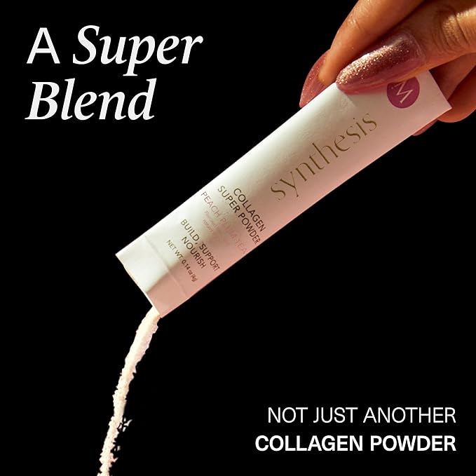 Synthesis Vegan Collagen Powder - Vegetarian Collagen Peptides for Skin Hydration, Anti Aging, Muscles, Gut, Hair, Nails - VEGCOL®, Hyaluronic Acid, Biotin, Vitamin C - 30 Stick Packs