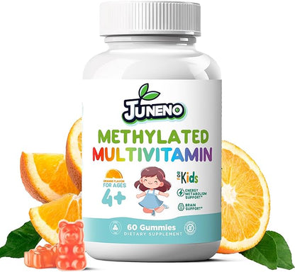 Methylated Multivitamin Gummies for Kids - MTHFR Support Supplement with B Complex 5-MTHF Folate (L-Methylfolate) B1 B3 B6 Methylcobalamin B12 Biotin Vitamins A C D3 E - Vegan Gluten Sugar Free