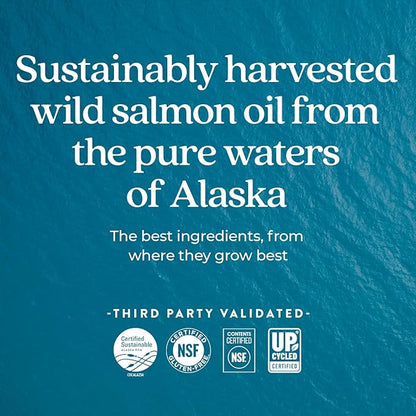 New Chapter Wholemega Fish Oil Supplement - Wild Alaskan Salmon Oil with Omega-3 + Vitamin D3 + Astaxanthin + Sustainably Caught - 90 ct Tiny Caps, 500mg Softgels