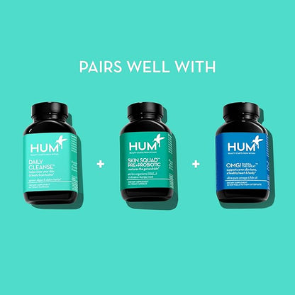 HUM Daily Cleanse Acne Supplement - Gut Cleanse Detox for Clear Skin with Organic Algae, Detoxifying Herbs, Zinc & Spirulina | Clear Skin Supplement (60 Capsules)