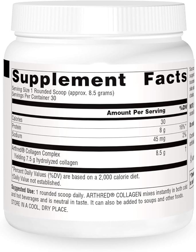 Source Naturals Arthred Collagen Protein Powder - Unflavored Quick Dissolve Hydrolyzed Peptides - Anti Aging Support For Bone, Joint & Skin Health - 9 oz (30 Servings)
