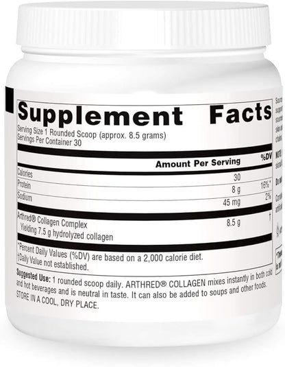 Source Naturals Arthred Collagen Protein Powder - Unflavored Quick Dissolve Hydrolyzed Peptides - Anti Aging Support For Bone, Joint & Skin Health - 9 oz (30 Servings)