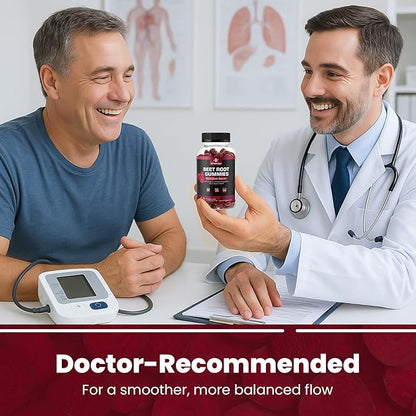 Beet Root Gummies - Super Nitric Oxide Beets Supplement - Red Beetroot Heart Chews with Grape Seed Power & B12- Pomegranate Flavor, 60 Chewables Beets