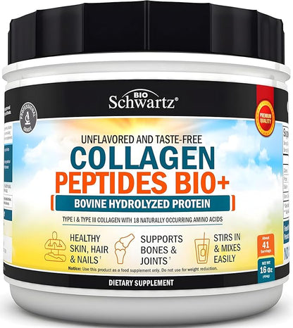 Multi Collagen Protein Powder for Men & Women - Grass Fed Collagen Peptides Powder for Women & Men with Types I & 3 plus Naturally Occurring Amino Acids - Hydrolyzed Easy to Mix & Unflavored (16oz)