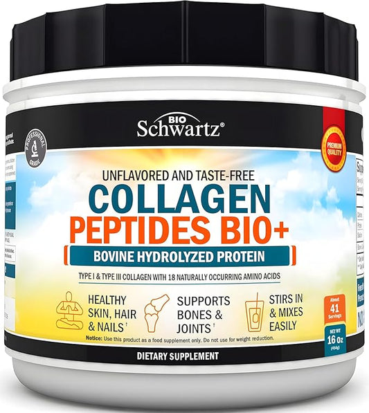 Multi Collagen Protein Powder for Men & Women - Grass Fed Collagen Peptides Powder for Women & Men with Types I & 3 plus Naturally Occurring Amino Acids - Hydrolyzed Easy to Mix & Unflavored (16oz)
