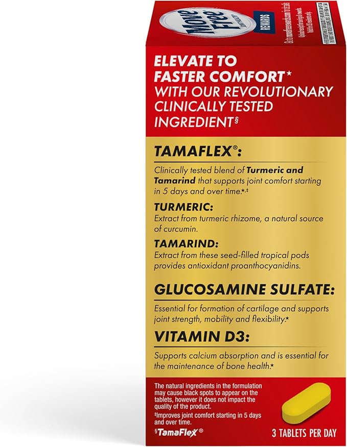 Move Free Advanced 5-Day Joint Support Supplement with TamaFlex (Turmeric & Tamarind), Glucosamine, & Vitamin D3 for Joint Health, Bone Strength, Cartilage, and Knee Range of Motion. 90 Count