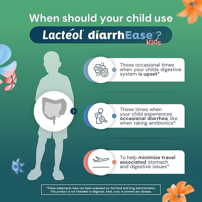 diarrhEase Kids - a Safe, Drug Free and clinically Tested postbiotic Strain That Shortens The Duration of Occasional Diarrhea- Works Naturally with Your Child’s Body, 10 Count