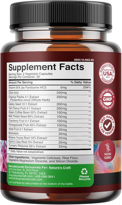 Natures Craft Bundle of Uric Acid Vitamins and Hydrolyzed Collagen Peptides Protein Powder - Provides Support for Muscle Recovery and Kidney Support - Provides Vitamins for Faster Hair Growth