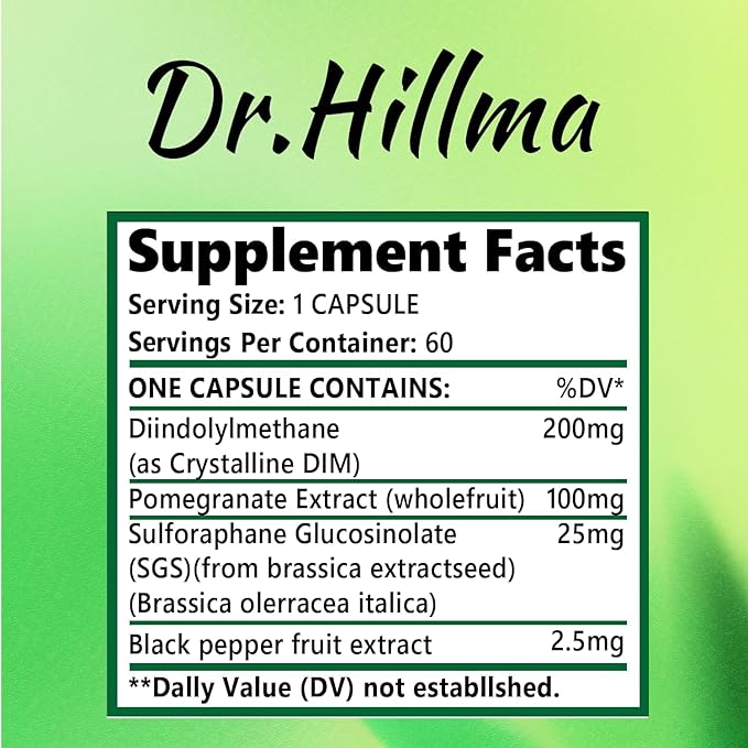 Dim Hormone Detox Supplement 200Mg Diindolylmethane Encourages Normal Estrogen Supplement for Women, Hormonal Acne Hot Flashes Supplements, Menopause Support, Promotes Detoxification(60Capsules)