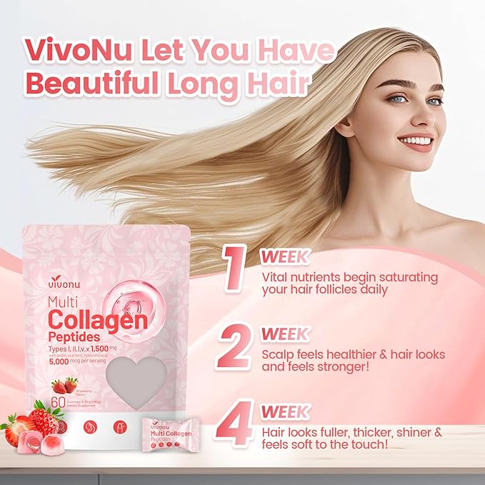 Women & Men Multi Collagen Peptides Gummies Sugar-Free, Multi Collagen Hydrolyzed Protein Type I,II,III,V,X, Biotin, Methylated B12, Vitamin C A E D3 B6 for Skin Hair Nails, Bone