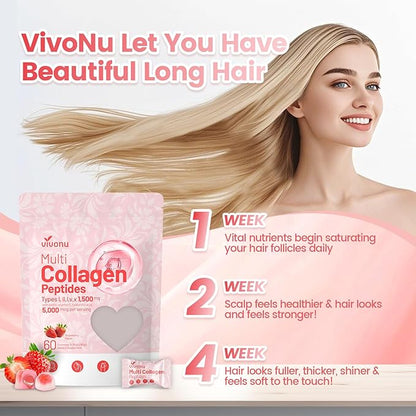Women & Men Multi Collagen Peptides Gummies Sugar-Free, Multi Collagen Hydrolyzed Protein Type I,II,III,V,X, Biotin, Methylated B12, Vitamin C A E D3 B6 for Skin Hair Nails, Bone