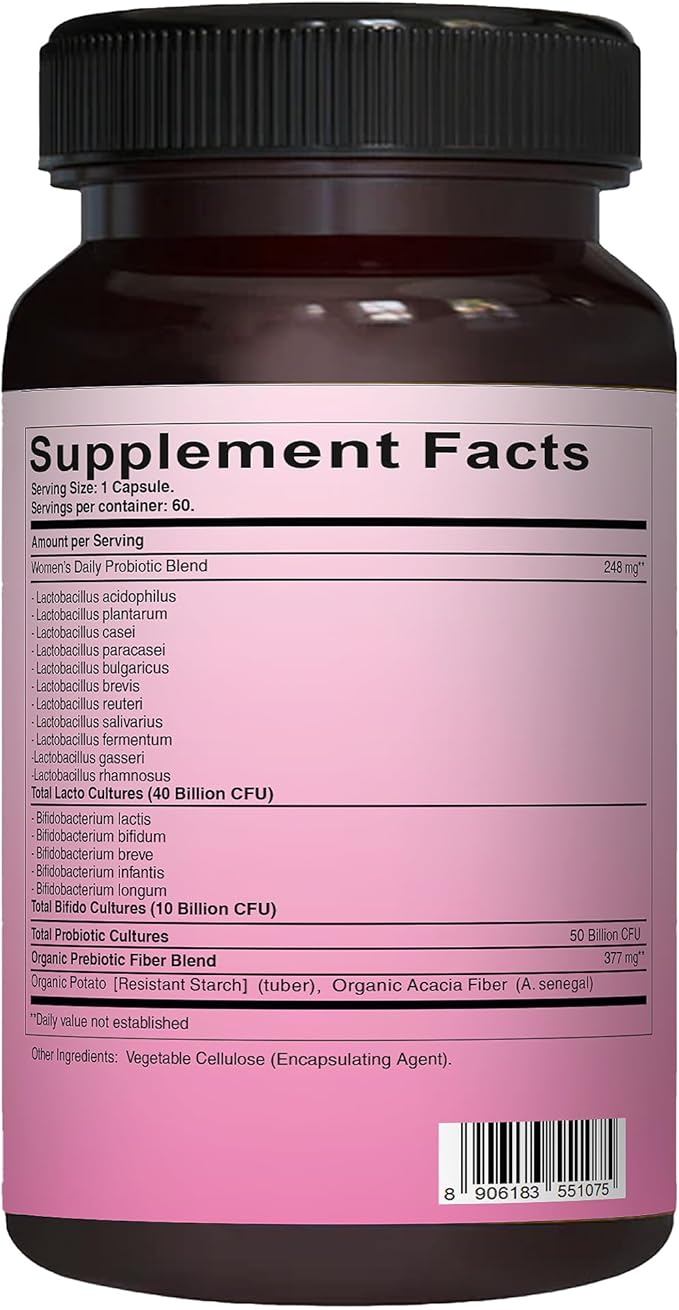 Pure Nutrition Good Gut Women's Probiotics 50 Billion CFU, 16 Strains | 60 Caps | Probiotics for Women with Organic Prebiotic Blend | Once Daily | Non GMO | Gluten Free