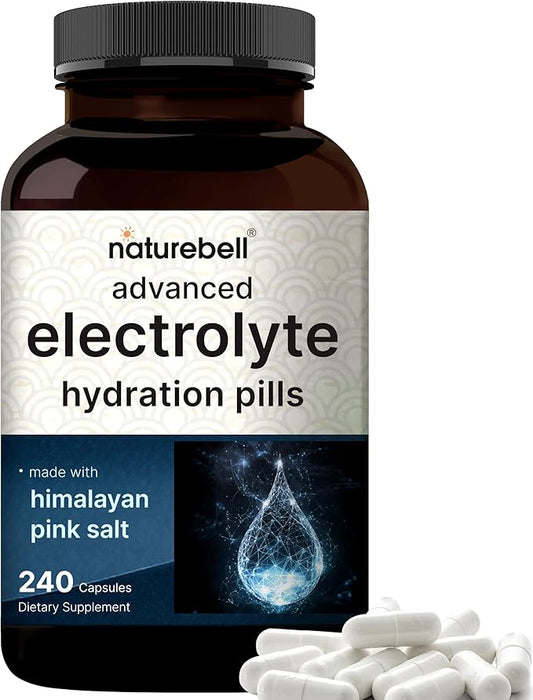 Advanced Electrolyte Pills, 240 Capsules | Salt Pills with Electrolytes for Fasting Hydrating | Made with Himalayan Pink Salt, Sodium, Potassium, Magnesium & More – Keto, Unflavored, No Sugar, Non-GMO
