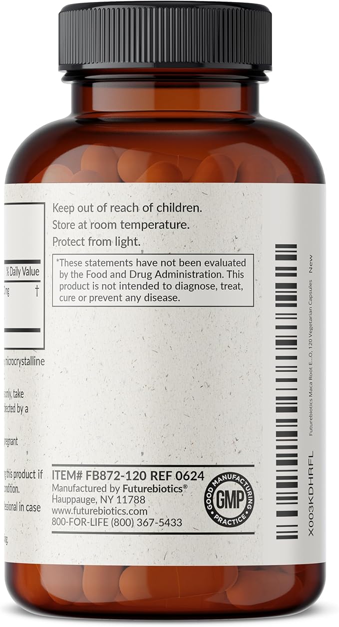 Futurebiotics Maca Root Extra Strength Supports Energy, Stamina & Reproductive Health, Non-GMO, 120 Vegetarian Capsules