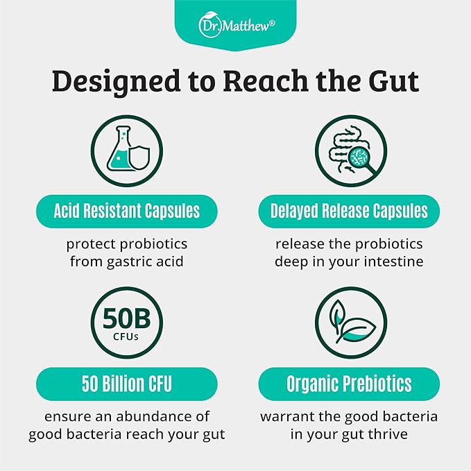 Prebiotics and Probiotics: Lactobacillus Gasseri, Lactobacillus Rhamnosus, Plantarum, Casei, Bifidobacterium longum, lactis, infantis. Probiotic Prebiotic, Pre and Probiotics for Digestive Health.
