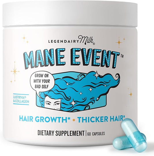 Legendairy Milk Mane Event™ - Hair Skin and Nails Vitamins with Collagen Peptides, Biotin & Lustriva® - Hair Vitamins for Women - Supplement Promotes Hair Growth for Thicker & Fuller Hair