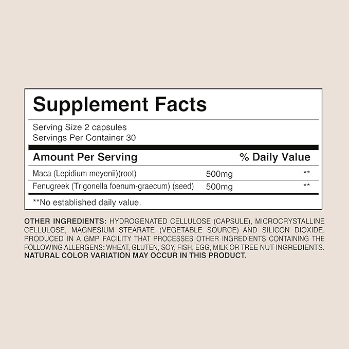 MACA + Fenugreek 1000MG 60 Capsules