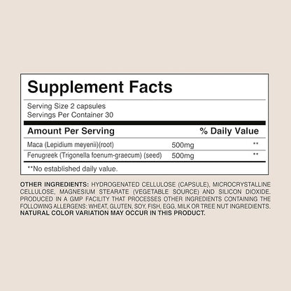 MACA + Fenugreek 1000MG 60 Capsules