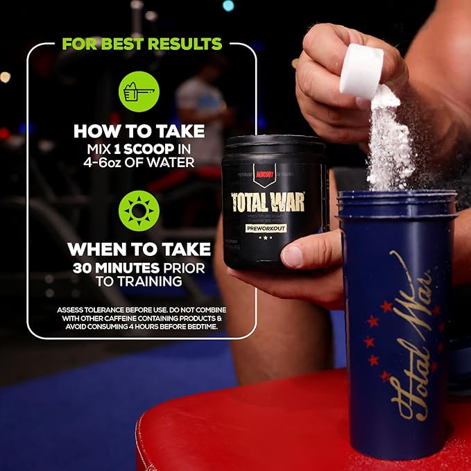 REDCON1 Total War Pre Workout Powder, Sour Gummy Bear - Fast Acting Caffeinated Preworkout for Men + Women with Beta Alanine - Contains Citrulline Malate for Increased Pump, Blood Flow (30 Servings)