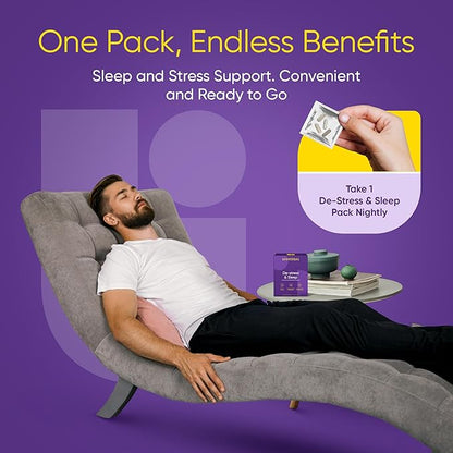 De-Stress & Sleep Supplement - 10-in-1 Natural Sleep Aid for Adults, Daily Multivitamin with Magnesium, Melatonin, Ashwagandha, L Theanine, Valerian Root, Sleeping Pills for Men and Women, 30 Pack