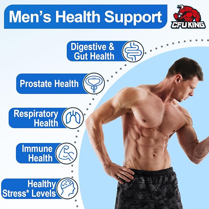 Probiotics for Men, 500 Billion CFU & 12 Mens Probiotic for Digestive Health + 4 Organic Prebiotic Fiber, for Digestive, Gut, Immune Health, Bloating, Gas, Energy Support, Shelf Stable - 60 Capsules