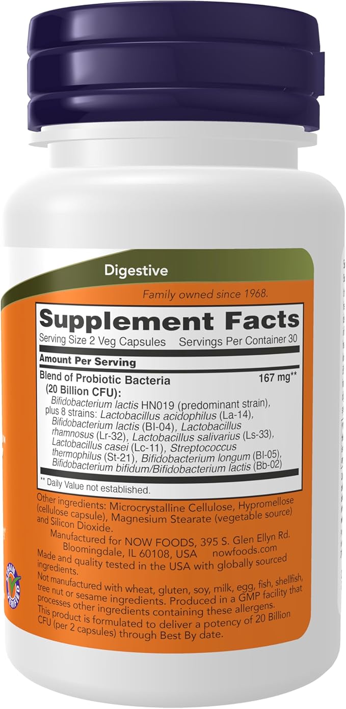 NOW Foods Supplements, Clinical GI Probiotic™, 50+ Formula, Strain Verified, 60 Veg Capsules