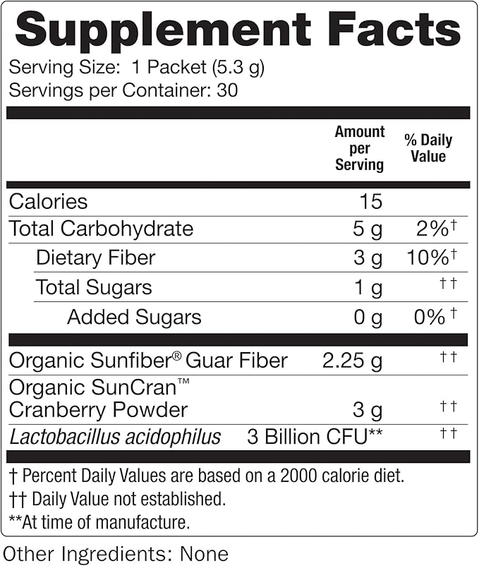Regular Girl Wellness - Organic Cranberry, Prebiotic Fiber & Probiotic Supplement, 30 Servings