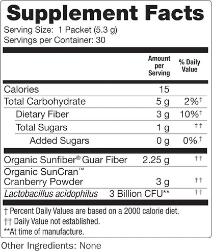 Regular Girl Wellness - Organic Cranberry, Prebiotic Fiber & Probiotic Supplement, 30 Servings