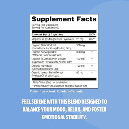 FreshCap Calm Gummies for Adults - Calm w/Reishi, Ashwagandha, St. John’s Wort, Lemon Balm, Magnesium - Balance, Relaxation & Emotional Stability -Ayurveda Daily Mushroom Supplement, Vegan - 60 Count