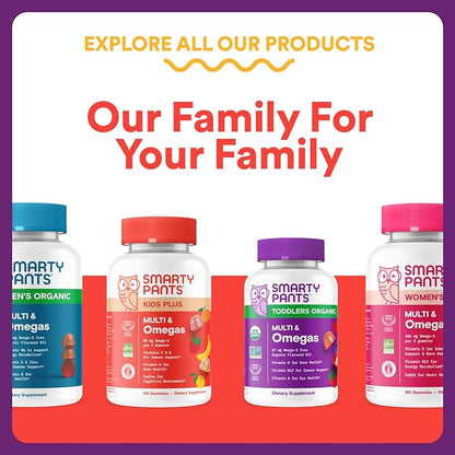SmartyPants Kids Immunity Elderberry Gummies: Kids Immune Support Supplement, Vitamin C, Vitamin D, Vitamins B6 & B12 and Zinc, Gluten Free, Elderberry Flavor, 60 Count (30 Day Supply)