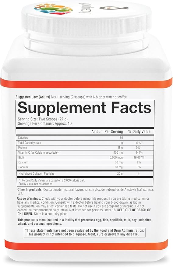 Youtheory Collagen Powder - Premium Collagen Supplement with Vitamin C & Biotin - For Healthy Hair, Skin, Nails & Joints - Hydrolyzed & Highly Absorbable - Dairy, Soy & Gluten Free - Chocolate - 10 oz