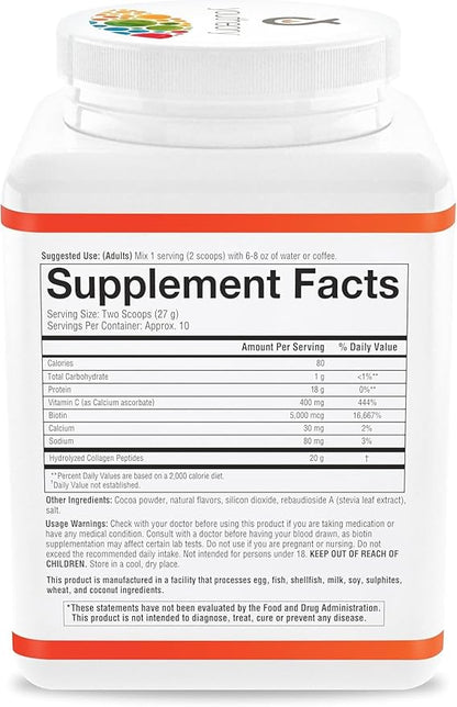 Youtheory Collagen Powder - Premium Collagen Supplement with Vitamin C & Biotin - For Healthy Hair, Skin, Nails & Joints - Hydrolyzed & Highly Absorbable - Dairy, Soy & Gluten Free - Chocolate - 10 oz