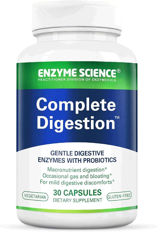 Complete Digestion - Digestive enzymes for women and for men with probiotics - 3-in1 Gut Health Support for Digestion - Digestive health – Enzimas digestivas y probioticos - 30 Capsules