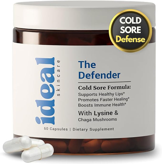 Cold Sore Treatment For Lips With Immune Support | L-Lysine 1000mg Capsules, Chaga, Bee Propolis, Vitamin C, Zinc & Licorice Root Extract | Non-GMO, Vegetarian, 60 Capsules for Men and Women