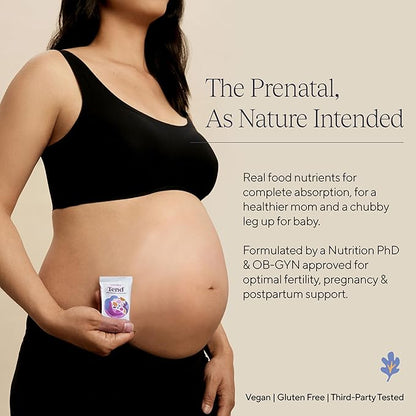 Tend Daily Best Prenatal Vitamin Bar, Made with Organic Ingredients for Pregnant & Postpartum Mothers, Includes DHA, Vitamin D, B, Choline, Folate, Sunflower Lecithin - Strawberry Patch (7ct)