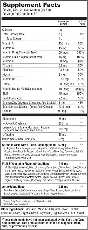The Complete Nitric Oxide Solution - Nutritional Heart Healthy L-Arginine and Organic Beetroot Drink Mix, 60 Serving Canister