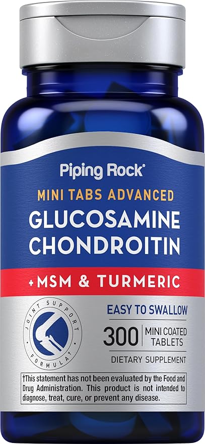 Piping Rock Glucosamine Chondroitin MSM | 300 Tablets | Plus Turmeric | Non-GMO, Gluten Free Supplement