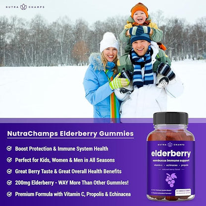 NutraChamps Biotin Gummies (2 Pack) and Elderberry Gummies (2 Pack) 4 Pack Bundle
