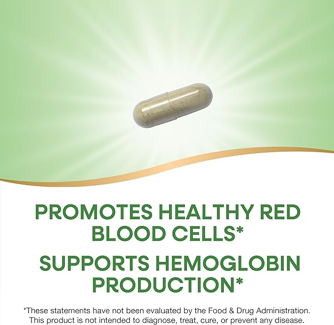 Nature's Way Iron, Promotes Healthy Red Blood Cells*, 18 mg Iron from Iron Gluconate Per Serving, Gluten Free, 100 Capsules (Packaging May Vary)