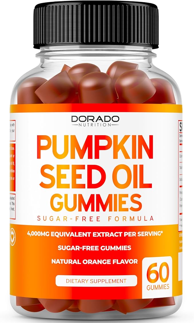 Pumpkin Seed Oil (60 Count ) Hair Growth and Bladder Control - Sugar Free Gummy - Orange Flavor and Glucosamine Chondroitin Joint Supplement (60 Count) Joint Supplements for Adult - Vegan & USA Made