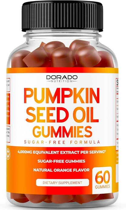 Pumpkin Seed Oil (60 Count ) Hair Growth and Bladder Control - Sugar Free Gummy - Orange Flavor and Glucosamine Chondroitin Joint Supplement (60 Count) Joint Supplements for Adult - Vegan & USA Made