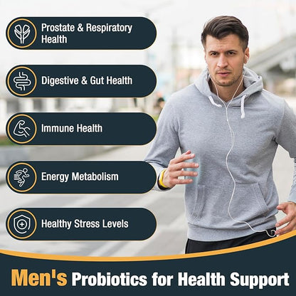 Probiotics for Men, 500 Billion CFUs & 12 Strains, Men's Probiotic with Turmeric, Cranberry, Goji, Pro Biotics for Overall Digestive, Immune Health, Stomach, Gut & Bloating, 60 Capsules