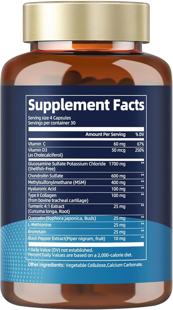 Glucosamine Chondroitin MSM Collagen, 3000MG HSA FSA Eligible Items Only List for Men & Woman, Hsa Store Eligible Items Supplement, Glucosamine Chondroitin Sulfate 120 Capsules Made in USA