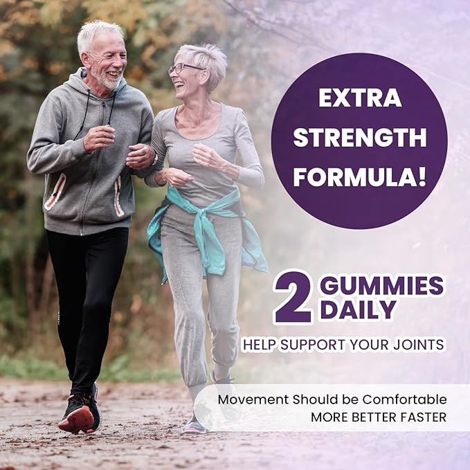 Joint Support Gummies with Glucosamine Chondroitin, Sugar Free, 1500mg Extra Strength with MSM & Turmeric (90 Count（2 Pack）)