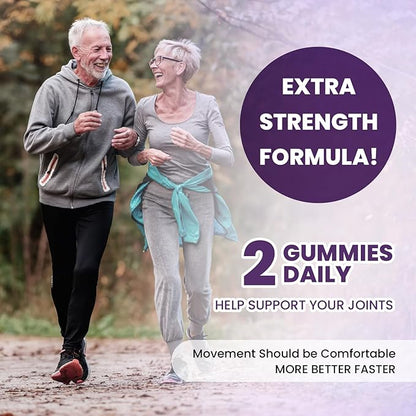 Joint Support Gummies with Glucosamine Chondroitin, Sugar Free, 1500mg Extra Strength with MSM & Turmeric (90 Count（2 Pack）)