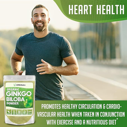 XPRS Nutra Organic Ginkgo Biloba Powder - Gingko Biloba Supplements for Cognition - Vegan Friendly Ginkoba Biloba Organic - Immunity Boosting Ginkgo Biloba Powder (4 oz)