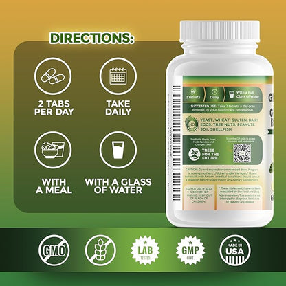 Ginko Biloba & Panax Ginseng Supplement - Red Ginseng Brain Supplement for Memory and Focus - Ginkgo Biloba Supplements for Good Vision, Immune System and Improved Blood Flow - 120 Tablets