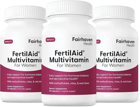 Fairhaven Health FertilAid for Women | Prenatal Vitamin Fertility Supplements for Women | Conception for Her with Vitex and Folate | Support Cycle Regularity and Ovulation* | 270 Vegan Capsules